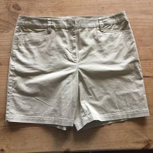Lands End Mid Rise Khaki Shorts